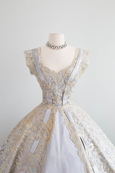 Breathtaking 1950's Werle' Beverly Hills Couture Silk Party Dress / M