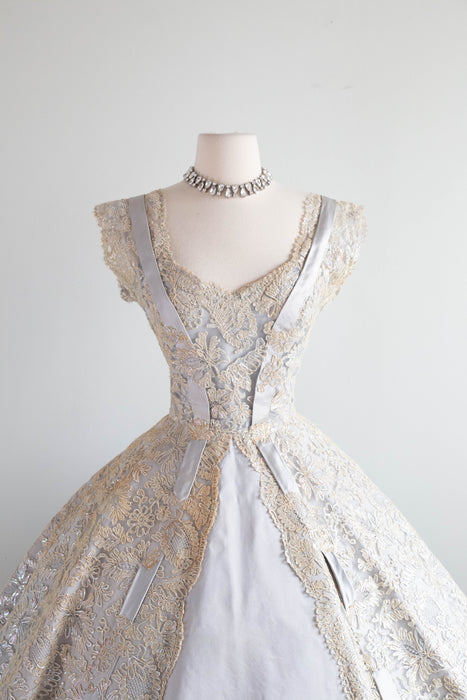 Breathtaking 1950's Werle' Beverly Hills Couture Silk Party Dress / M