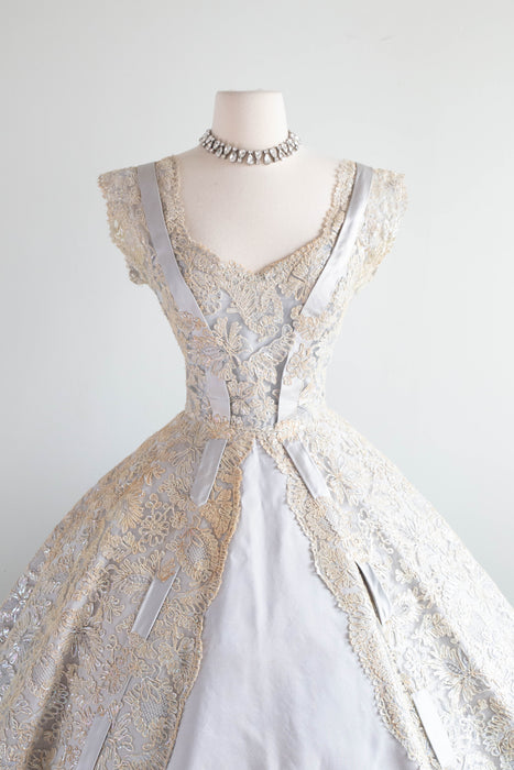 Breathtaking 1950's Werle' Beverly Hills Couture Silk Party Dress / M