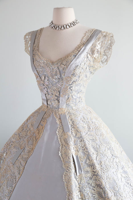 Breathtaking 1950's Werle' Beverly Hills Couture Silk Party Dress / M