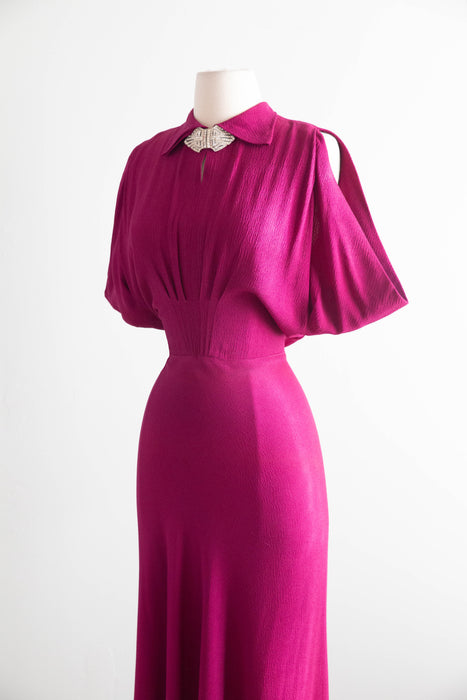 Fabulous 1930's SHOCKING Pink Bias Cut Evening Gown / SM