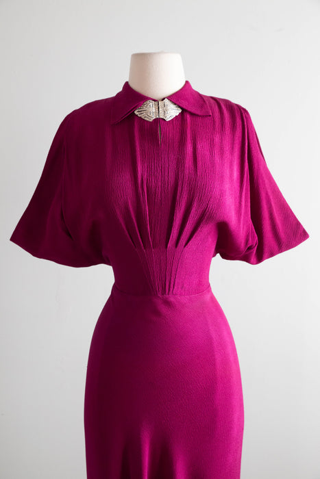 Fabulous 1930's SHOCKING Pink Bias Cut Evening Gown / SM