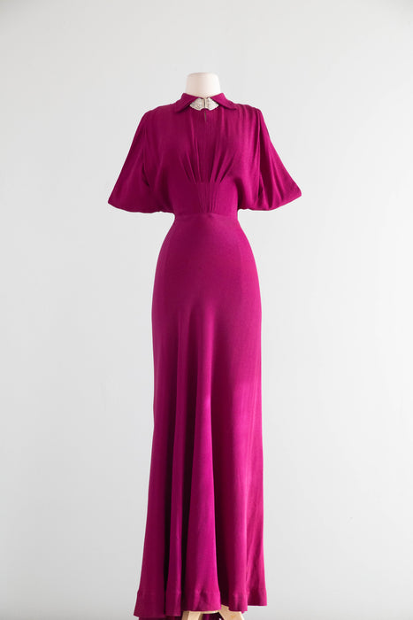 Fabulous 1930's SHOCKING Pink Bias Cut Evening Gown / SM