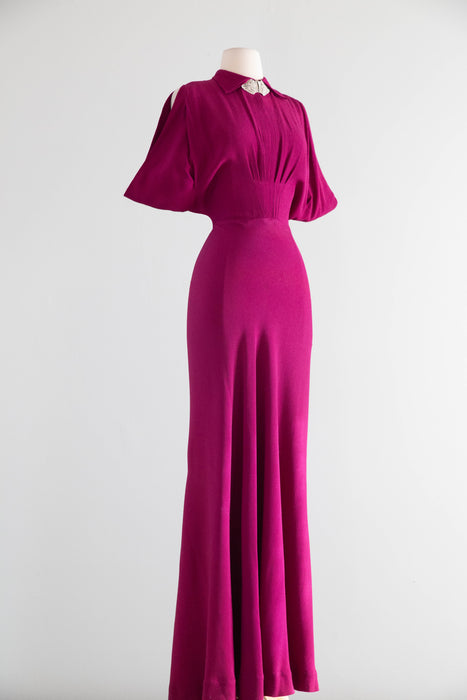 Fabulous 1930's SHOCKING Pink Bias Cut Evening Gown / SM