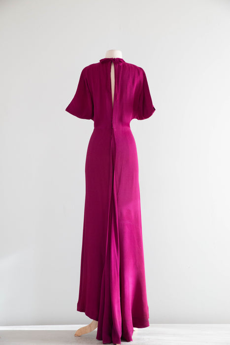 Fabulous 1930's SHOCKING Pink Bias Cut Evening Gown / SM
