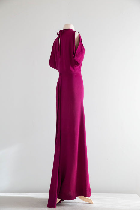 Fabulous 1930's SHOCKING Pink Bias Cut Evening Gown / SM
