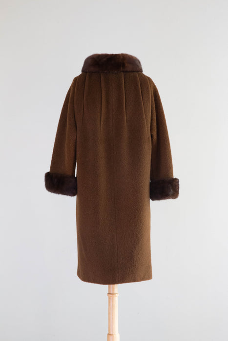 Gorgeous Late 1950's Lilli Ann Teddy Bear Cocoon Coat With Mink Collar and Cuffs / M