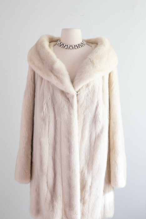 Luxurious 1960's Pearl Mink Fur Swing Coat From Kaufman Bros. / XL