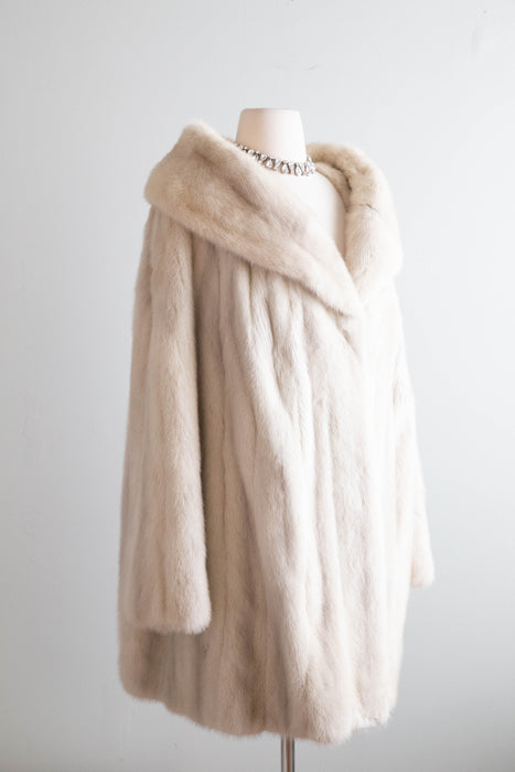 Luxurious 1960's Pearl Mink Fur Swing Coat From Kaufman Bros. / XL