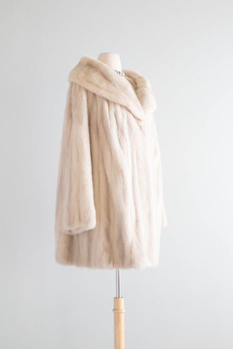 Luxurious 1960's Pearl Mink Fur Swing Coat From Kaufman Bros. / XL