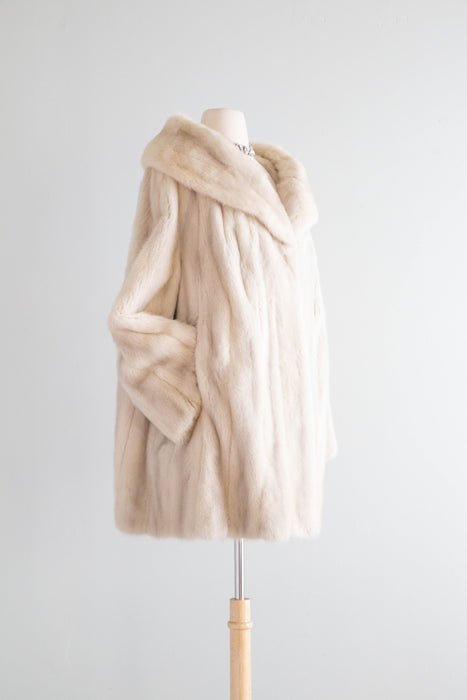 Luxurious 1960's Pearl Mink Fur Swing Coat From Kaufman Bros. / XL