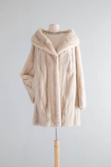 Luxurious 1960's Pearl Mink Fur Swing Coat From Kaufman Bros. / XL