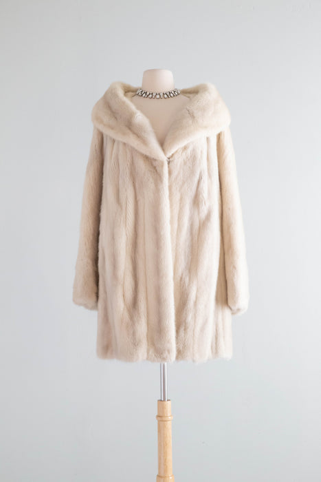 Luxurious 1960's Pearl Mink Fur Swing Coat From Kaufman Bros. / XL