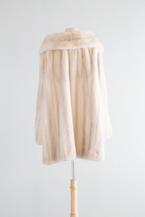 Luxurious 1960's Pearl Mink Fur Swing Coat From Kaufman Bros. / XL