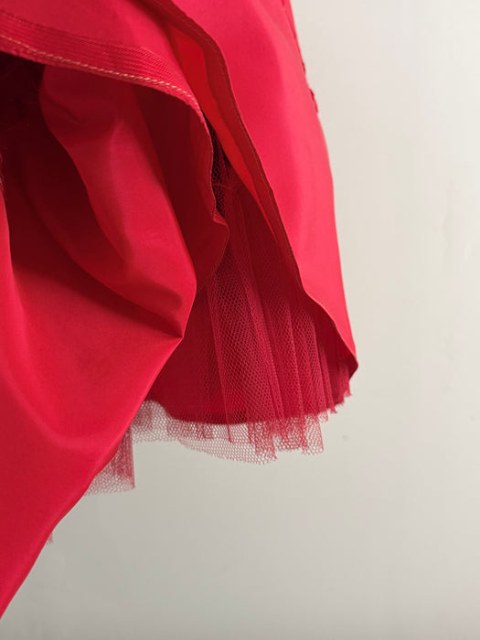 Showstopping 1950's Cherry Red Party Dress with Soutache Embroidery / S