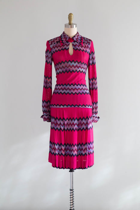 Gorgeous 1970's Missoni Maglia Candy Striped Knitwear Two Piece Set / XS