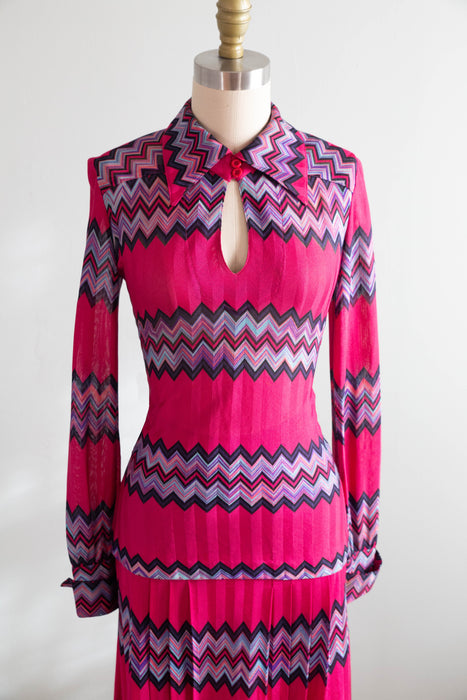 Gorgeous 1970's Missoni Maglia Candy Striped Knitwear Two Piece Set / XS