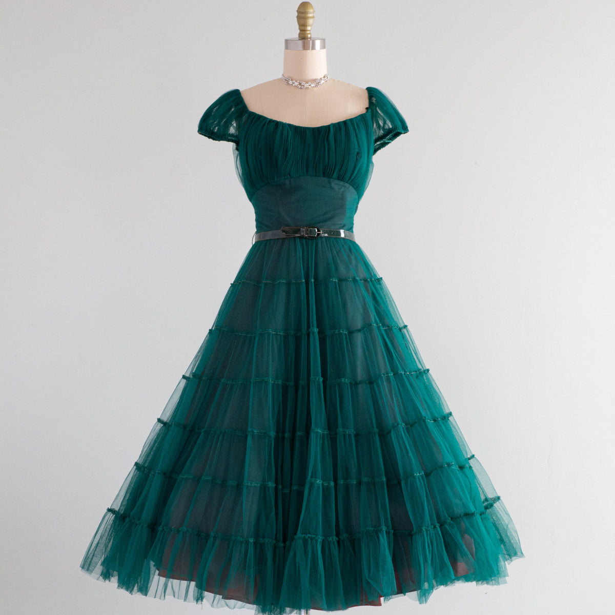 Stunning 1950's Emerald Green Party Dress By Filcol / Small – Xtabay Vintage