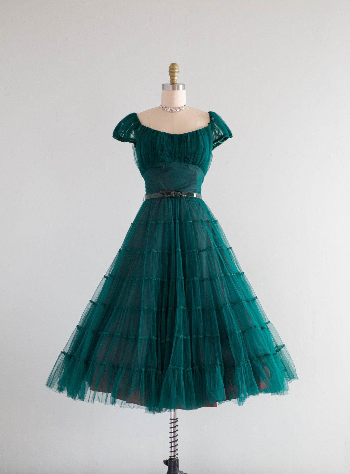 Stunning 1950s Emerald Green Party Dress By Filcol Small Xtabay Vintage 