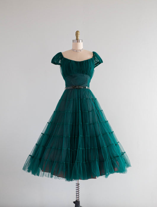 Stunning 1950's Emerald Green Party Dress By Filcol / Small Xtabay Vintage Stunning 1950's Emerald Green Party Dress By Filcol / Small Xtabay Vintage