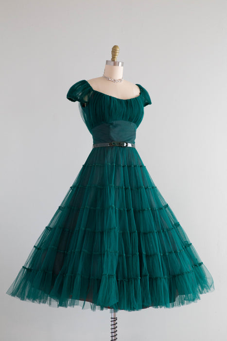 Stunning 1950's Emerald Green Party Dress By Filcol / Small Xtabay Vintage Stunning 1950's Emerald Green Party Dress By Filcol / Small Xtabay Vintage