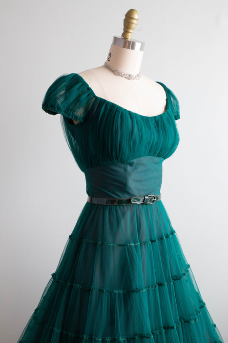 Stunning 1950's Emerald Green Party Dress By Filcol / Small Stunning 1950's Emerald Green Party Dress By Filcol / Small