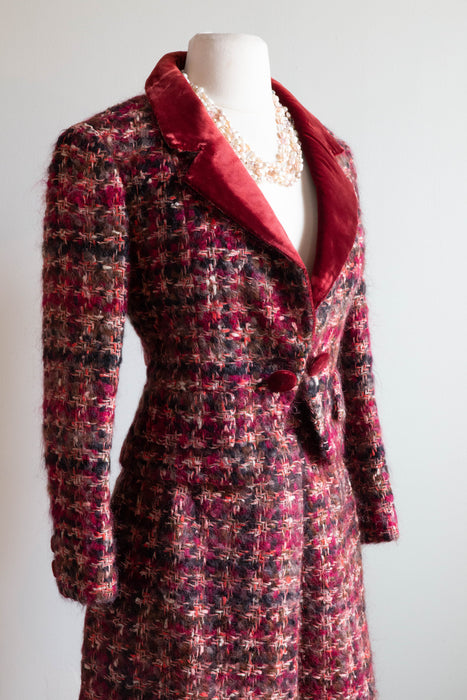 Iconic 1960's Christian Dior Mohair & Velvet Ladies Two Piece Suit / Small