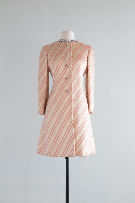 Fabulous 1960's Gino Charles Gold Brocade Evening Coat / Small Medium