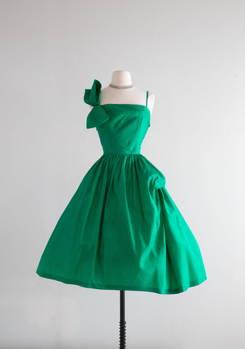 Stunning 1950's Emerald Green Taffeta Party Dress By Lorie Deb / XS Xtabay Vintage Stunning 1950's Emerald Green Taffeta Party Dress By Lorie Deb / XS Xtabay Vintage