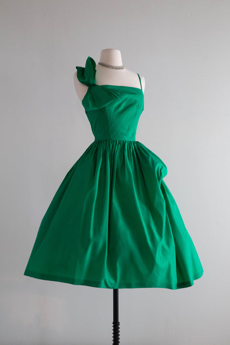 Stunning 1950's Emerald Green Taffeta Party Dress By Lorie Deb / XS Xtabay Vintage Stunning 1950's Emerald Green Taffeta Party Dress By Lorie Deb / XS Xtabay Vintage