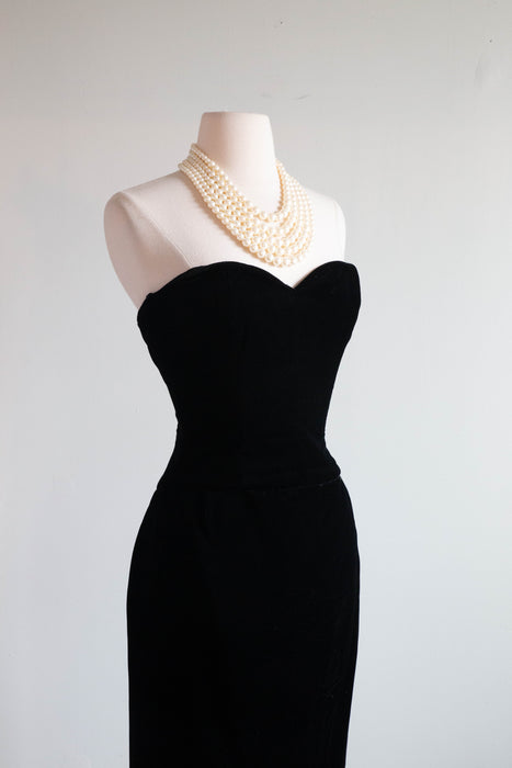 Iconic 1980's Victor Costa Black Velvet Evening Gown / Small