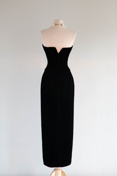 Iconic 1980's Victor Costa Black Velvet Evening Gown / Small