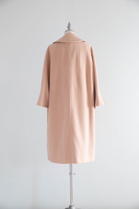 Elegant Late 1950's Couture Americana Cashmere Overcoat / M