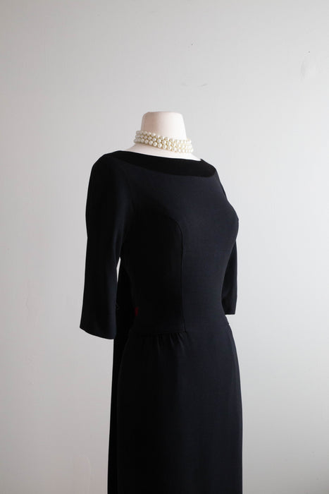 Gorgeous 1950's Little Black Dress By Don Loper With Dramatic Back / SM