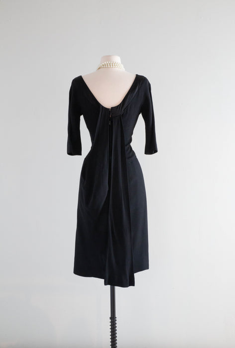 Gorgeous 1950's Little Black Dress By Don Loper With Dramatic Back / SM