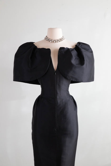 Dramatic Vintage Oscar de la Renta Silk Gazaar Cocktail Dress / Medium