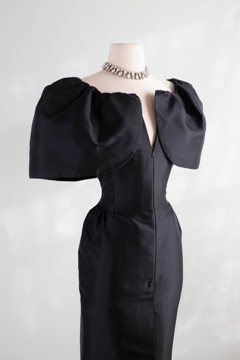 Dramatic Vintage Oscar de la Renta Silk Gazaar Cocktail Dress / Medium