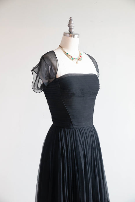 Sublime Late 1950’s Mollie Parnis Silk Chiffon Cocktail Dress / M