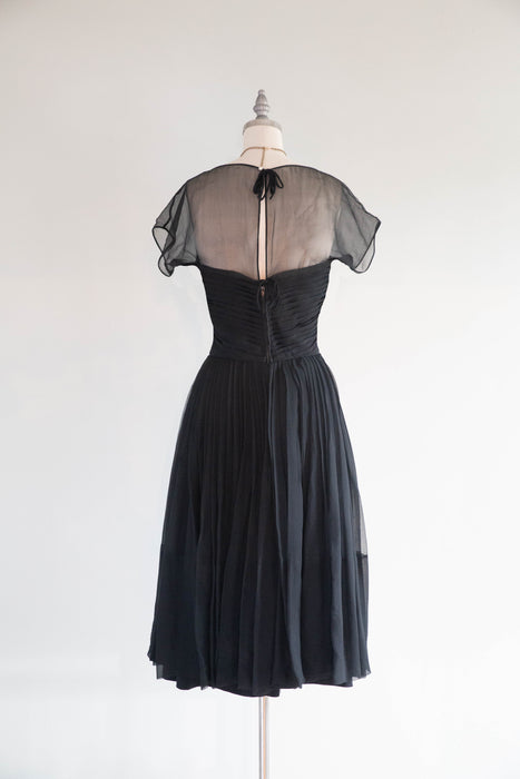 Sublime Late 1950’s Mollie Parnis Silk Chiffon Cocktail Dress / M
