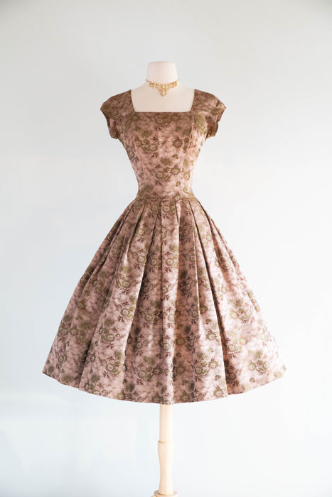 Divine 1950's Original By Rudolf Silk Brocade Cocktail Dress and Matching Jacket / S
