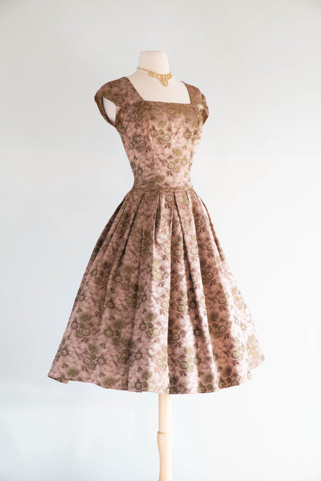 Divine 1950's Original By Rudolf Silk Brocade Cocktail Dress and Matching Jacket / S