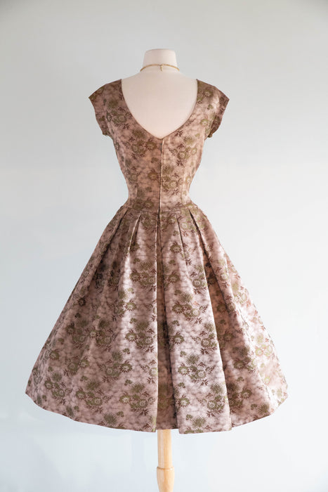 Divine 1950's Original By Rudolf Silk Brocade Cocktail Dress and Matching Jacket / S