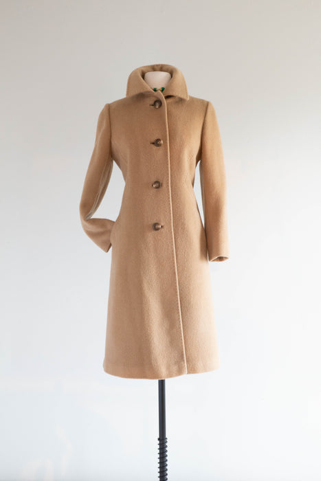 Vintage 1960's Camel Colored Tailored Wool Overcoat / Medium