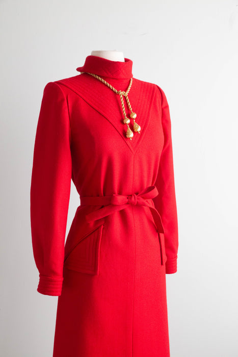 Vintage 1980's Nina Ricci Cherry Red Wool Dress / Small Xtabay Vintage Vintage 1980's Nina Ricci Cherry Red Wool Dress / Small Xtabay Vintage