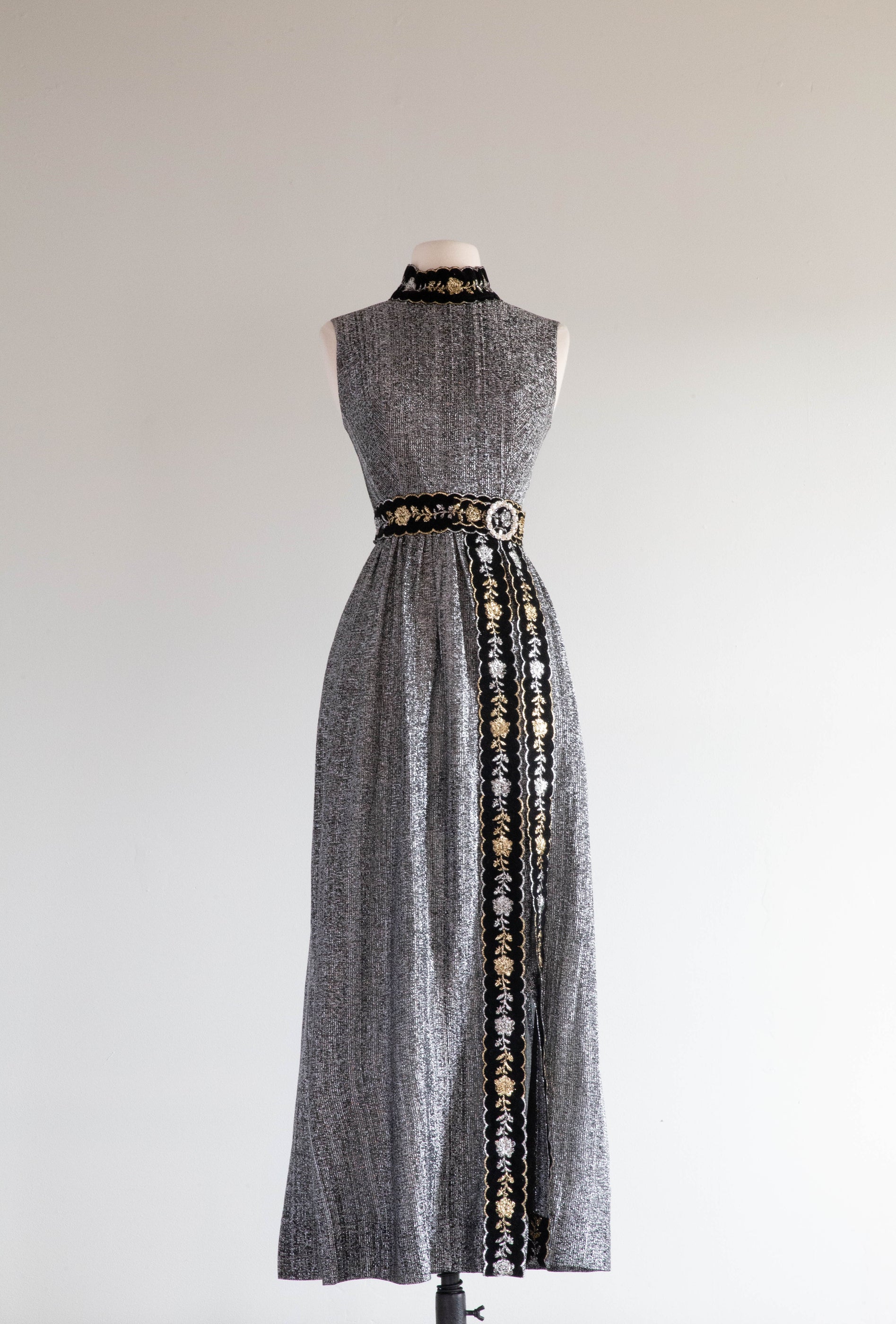 1960s Lurex Floral Dress by Rappi | XS/S