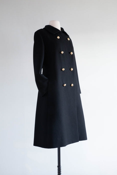 Sophisticated Structured Wool Trench With Gold Buttons / Large