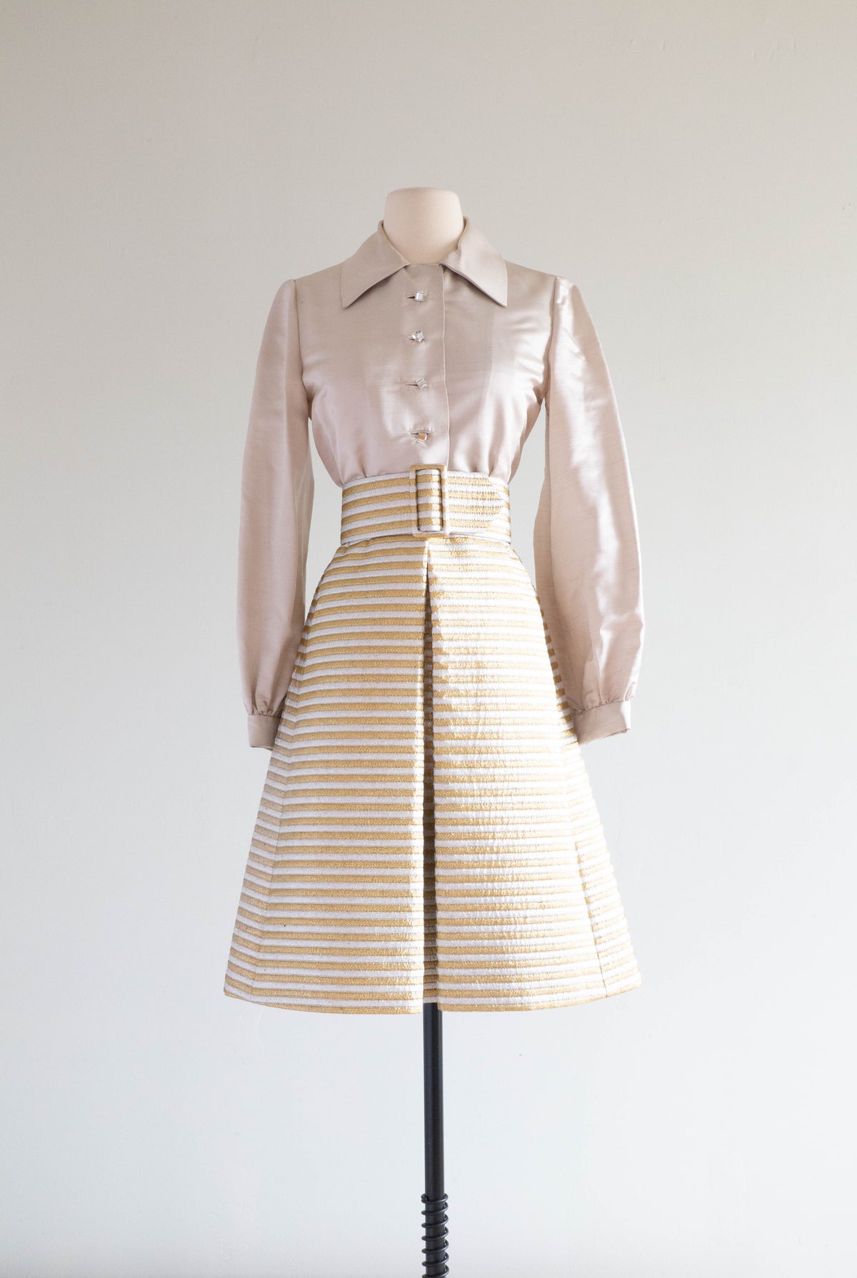 Silver Midi Buttoned Dress - 60s