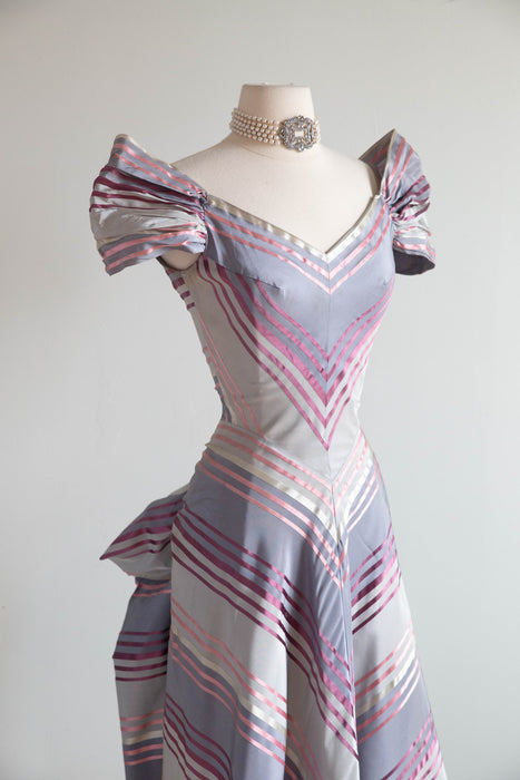 Marvelous Late 1930's Sugar Plum Taffeta Evening Gown From Bonwit Teller / XS