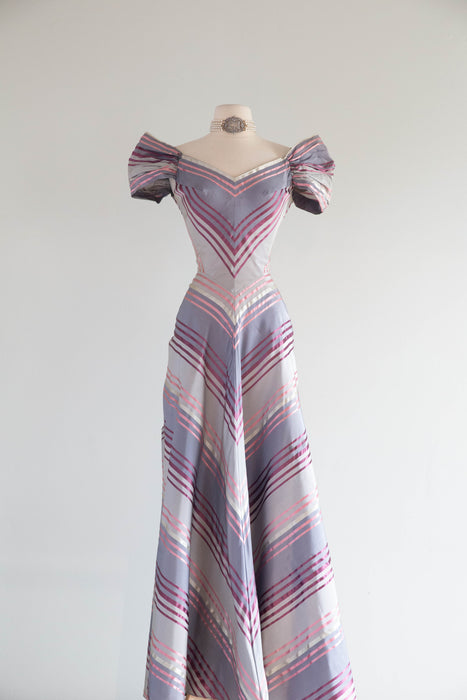 Marvelous Late 1930's Sugar Plum Taffeta Evening Gown From Bonwit Teller / XS