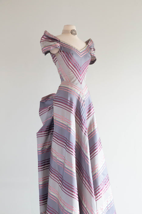 Marvelous Late 1930's Sugar Plum Taffeta Evening Gown From Bonwit Teller / XS